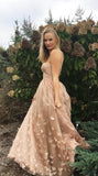 Princess Strapless A-Line Dusty Pink Long Formal Prom Dress Evening Dress OK895