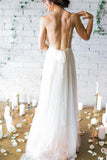 Simple Backless Beach Summer Wedding Dress, Chiffon LongWedding Gowns OK108