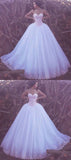 Ball Gown Sweetheart Floor-length Pink Lace Big White Wedding Dress OKG44