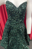 Dark Green Sequin Sweetheart A-Line Short Homecoming Dress OK1530