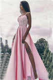 Fashion Prom Dress,Pink Prom Dresses,Long Prom Dress,Split Prom Dress,Chiffon Evening Gowns