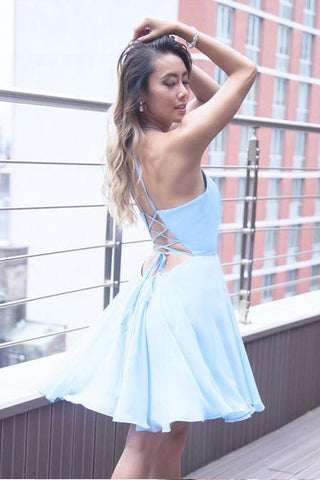 Sexy Homecoming Dress,Blue Homecoming Dress,Short Homecoming Dresses,Chiffon Prom Dresses,A Line Homecoming Dresses,Junior Party Dress