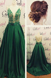 Deep V Sexy Prom Dress Green Beautiful Long Lace Prom Dresses For Woman OK124