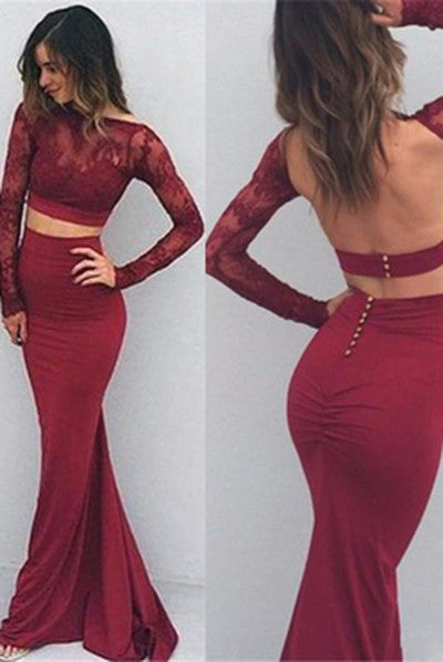 Two Pieces Backless Sexy Long Prom Dress For Women OK136