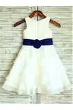 Ivory A-line Sleeveless Scoop Ruffles Floor-Length Flower Girl Dress OK715