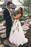 A Line V Neck Flower Appliques Prom Dress, Long Evening Dresses N1482