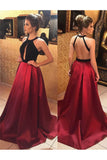 satin prom dress,long evening gowns,backless prom dress,open back prom dress,burgundy prom dresses 