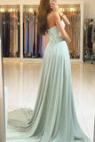Sweetheart Strapless Cheap Long Chiffon Prom Dress with Lace OK781