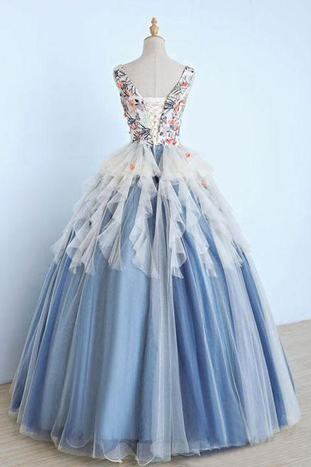 Unique Long Applique Ball Gowns Prom Dress,Quinceanera Dresses,Sweet 16 Dress OK862
