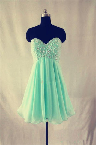 Girly Charming Beaded Mint Cute Chiffon Homecoming Dress K238