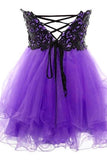 Hot Selling Black Lace And Purple Skirt Cute Beauty Homecoming Dress K239