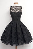 Pretty Gorgeous Black Lace Handmade Vintage Homecoming Dress  K247