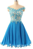 Elegant Lace Short Tulle Handmade Blue Homecoming Dress K162