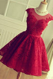 Pretty Red Lace Short Homecoming Dress For Teens K316