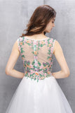 Nice White A-line Tulle Cute Homecoming Dress With Flower K586