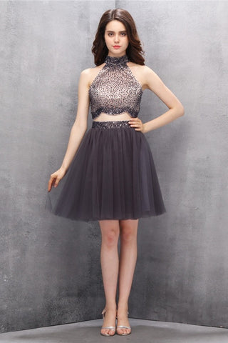 Handmade Zipper Back Short Modest Tulle Homecoming Dress K588