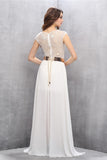 Pretty A-line Handmade See Through Long Chiffon Prom Dress K624