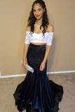 Off Shoulder Long Mermaid Modest Two Pieces Classy Prom Dress K653