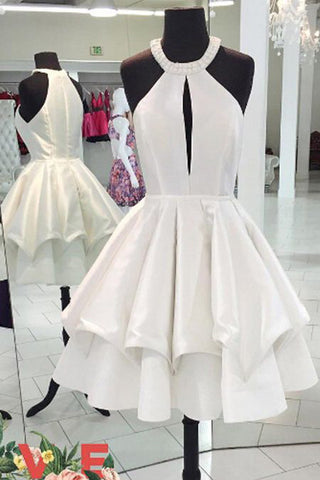 A-line Homecoming Dresses,Simple Prom Dresses,Short Prom Dress,White Homecoming Dresses,Sweet 16 Dresses,Graduation Dress,Short Party Dress,Ball Gown Homecoming Dresses