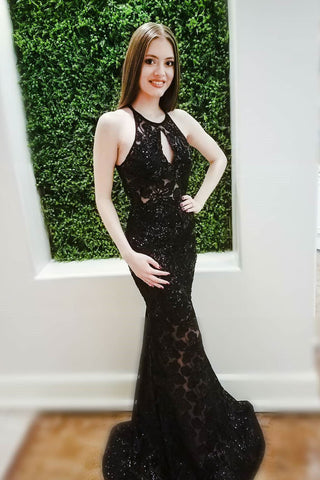 Sexy Prom Dresses,Black Prom Gown,Lace Prom Dress,Mermaid Prom Dress