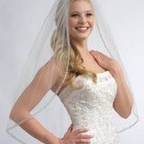 One Layer Fingertip Beading Edge Wedding Veils with Crystals and Sequins WV2