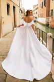 Lace Embroidered Satin Off the Shoulder Wedding Gowns Elegant Bridal Dress OK1425