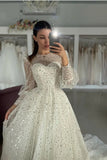 Princess A Line Sequined Long Sleeves Wedding Dresses Bridal Dresses OK1701