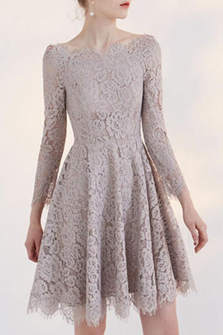 Long Sleeve Homecoming Dress,Lace Homecoming Dress,Short Prom Dresses,A line Homecoming Dress,Graduation Dress,Homecoming Dresses For Teens,Homecoming Dresses 2017