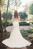 New Sexy Deep V-Neck Lace Top Long Sleeves Mermaid Wedding Dress OK803