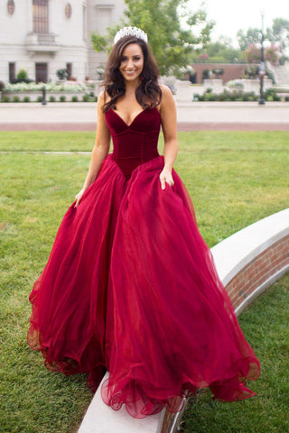 Elegant Prom Dress,Strapless Prom Gown,A-line Evening Dress,Long Formal Dresses,Burgundy Prom Dress,Formal Evening Dress