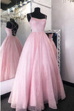 Stunning A-line Long Pink Sequin Prom Dress Formal Evening Dress OKW91