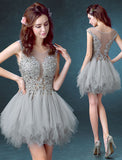 Tulle Scoop Unique Junior Homecoming Dresses with appliques,Graduation Dress OKN99