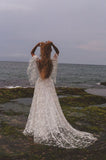 Beach Wedding Dress Shiny Stars A-line Boho Backless Summer Bridal Dress OK1561