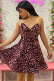 Dark Green Sequin Sweetheart A-Line Short Homecoming Dress OK1530