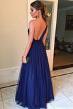 Royal Blue Tulle Long Prom Dress One Shoulder Simple Bridesmaid Dress OK8