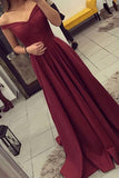 Simple Burgundy Off The Shoulder Long Prom Dress/Evening Gown OK133
