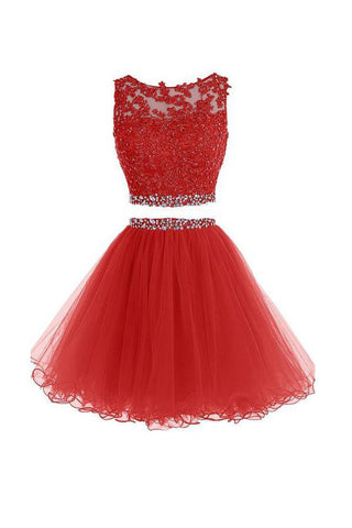 Two Pieces Prom Dresses,2 Pieces Homecoming Dresses,Tulle Homecoming Dresses,Short Prom Dresses,Appliques Prom Dresses,Beading Prom Dresses,Graduation Dresses,Sweet 16 Dresses,Homecoming Dresses 2018