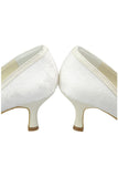 Low Heel Lace Peep Toe Handmade Ivory Nice Wedding Shoes S103
