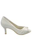 Satin Ivory Peep Toe Handmade Comfy Cheap Women Shoes S112