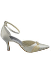 High Heel Ivory Ankle Straps Pointed Toe Party Shoes S115