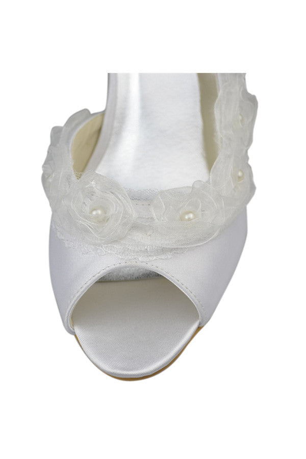 White Low-Heel Elegant Handmade Cheap Women Shoes S79
