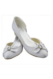 Simple Close Toe Cheap Handmade Low-Heel White Prom Shoes S87