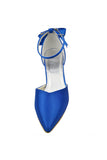 Sparkly Royal Blue Ankle Strap Low-Heel Party Shoes S88