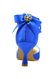 Sparkly Royal Blue Ankle Strap Low-Heel Party Shoes S88