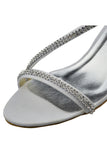 Pretty Beading Handmade White Satin High Heel Sandal S96