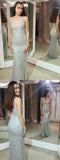 Shiny Mermaid Spaghetti Sheath Silver Long Sexy Prom Dress OKG35