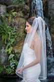 1T Layer Fingertip Length Tulle Wedding Veils with Satin Trim Edge WV3
