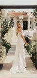 Sheath Off-Shoulder Backless Long Lace Wedding Dress Bridal Dress OK1075