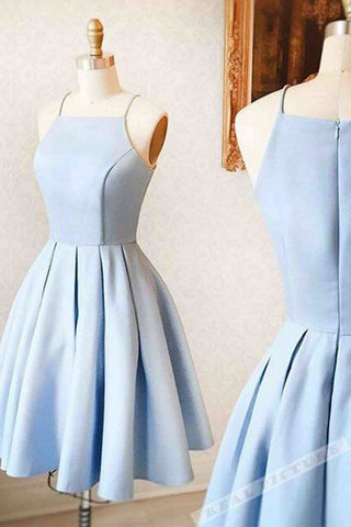  Light Blue Homecoming Dress,Satin Homecoming Dresses,Simple Homecoming Dresses,Short Prom Dress,Mini Evening dress for teens