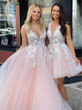 Stunning Lace Applique Ball Gown Long Ball Gowns Prom Dress Quinceanera Dresses OKN86